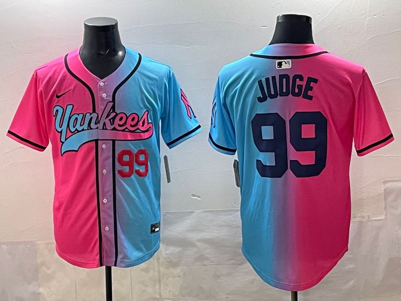 Men New York Yankees #99 Judge Blue pink Game 2025 Nike MLB Jersey style 005->new york yankees->MLB Jersey